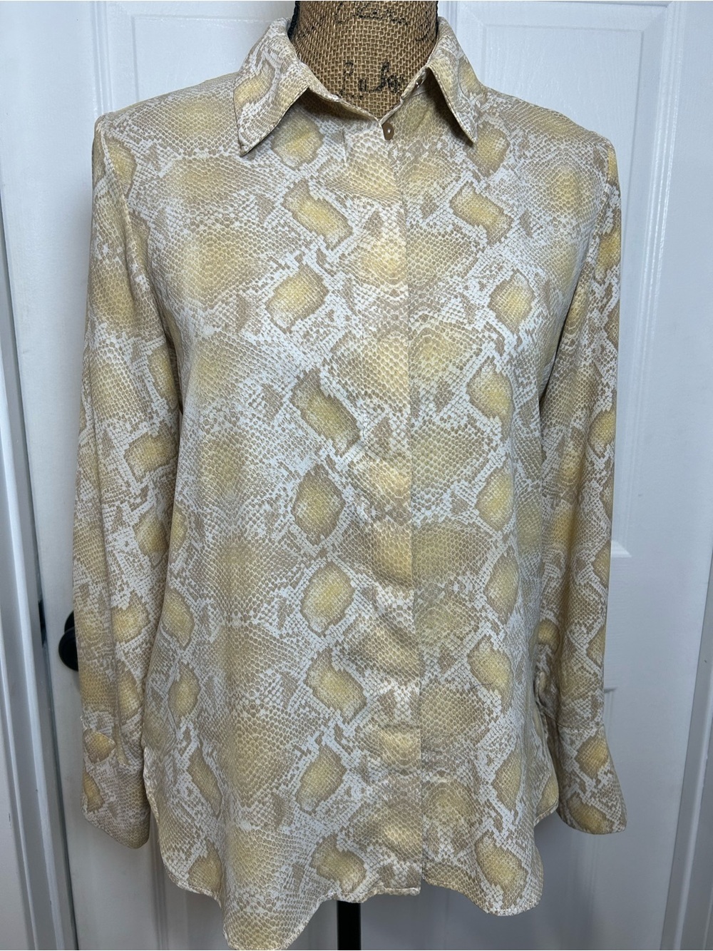 Mango Snake Print Top in Beige and Yellow